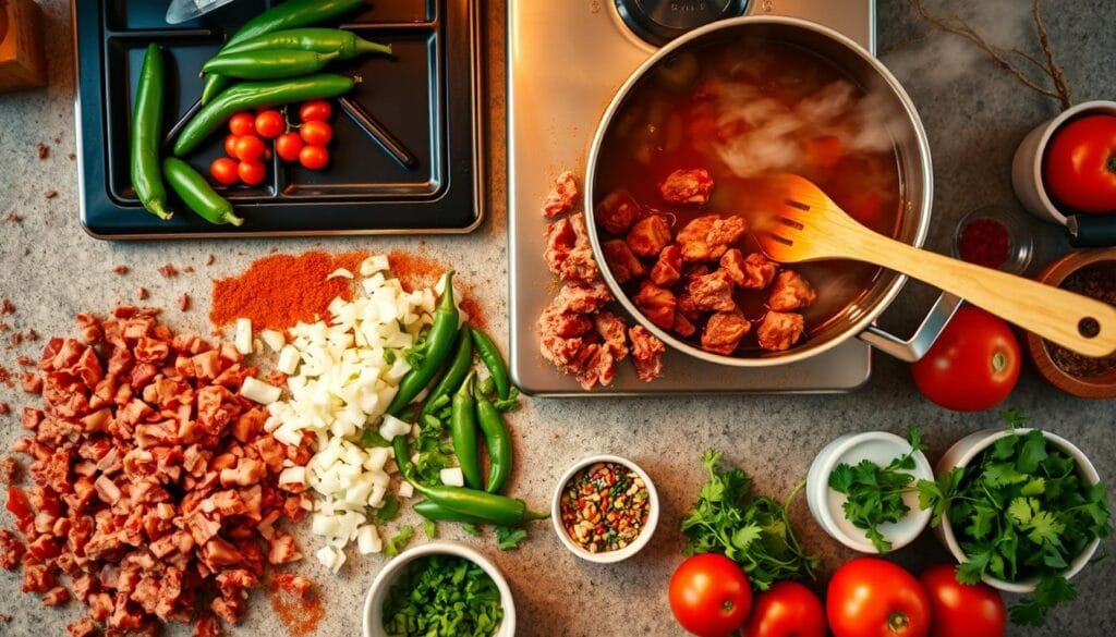 Carne en Su Jugo Cooking Process