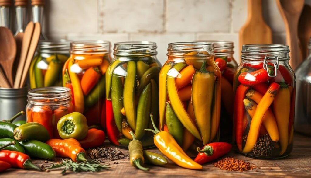 Spicy Pickled Peppers Preservation Methods